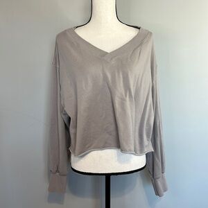 Nike Comfy Soft Cropped V Neck Gray Sweatshirt
